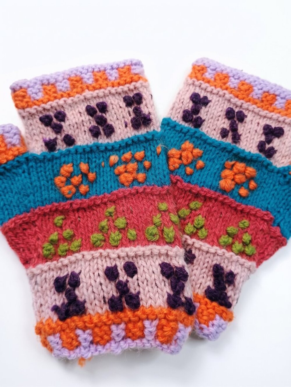Warm Hand-Knit Wool Winter Gloves